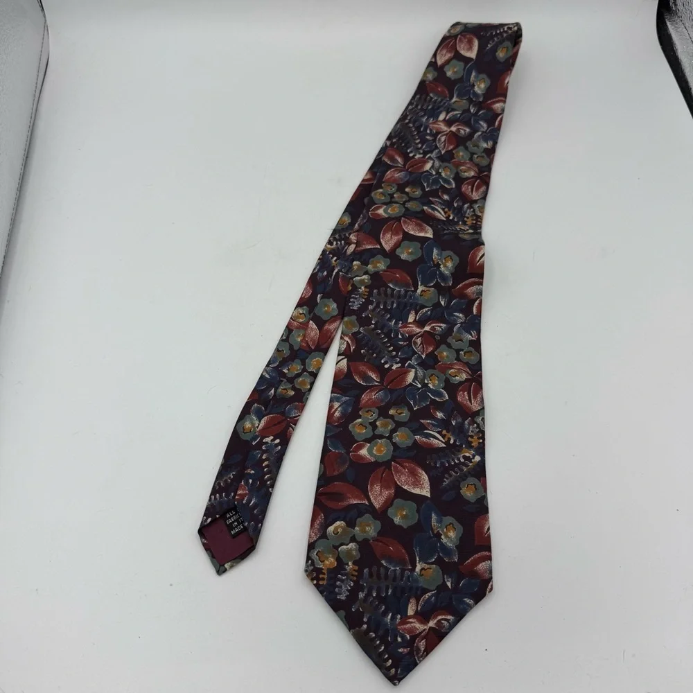 CHRISTIAN DIOR MONSIEUR Green Purple Gold FLORAL SILK NECKTIE TIE 3.5”
